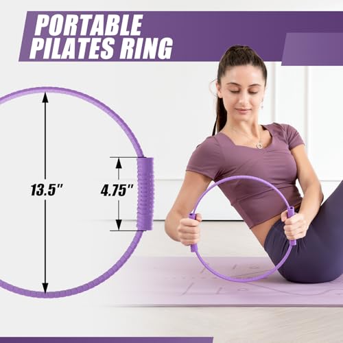 Image of Krightlink Pilates Ring Circle, 14 inch Magic Circle Pilates Rings for Focusing on Toning Inner Thighs, Arms, and Core, Fitness Exercise Ring Workout Ring for Yoga and Pilates (Purple)