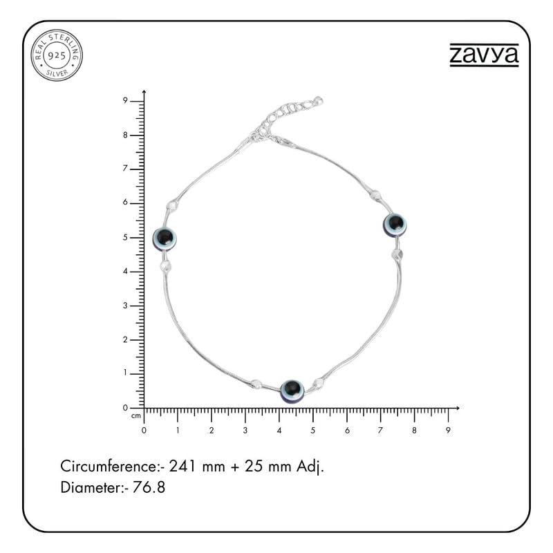 Image of ZAVYA 925 Sterling Silver Anklet | Rhodium Plated Precious Cubic Zirconia Women Chain Anklet | Gifts For Women & Girls | With Certificate of Authenticity and 925 Hallmark