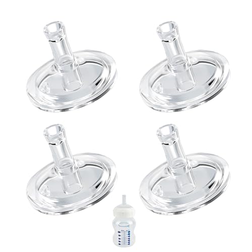 Image of Sippy Straw Nipples for Dr. Browns Wide Neck Baby Bottles, Trainer Sippy Cup 100% Food Grade Silicone Soft Nipple, 8m+, Pack of 4