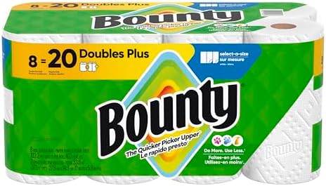 Bounty Paper Towels Select-A-Size, White, 8 Double Plus Rolls = 2...