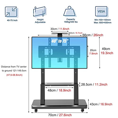 Soporte móvil REMYS para TV de 50 a 75 pulgadas negro miniatura 2