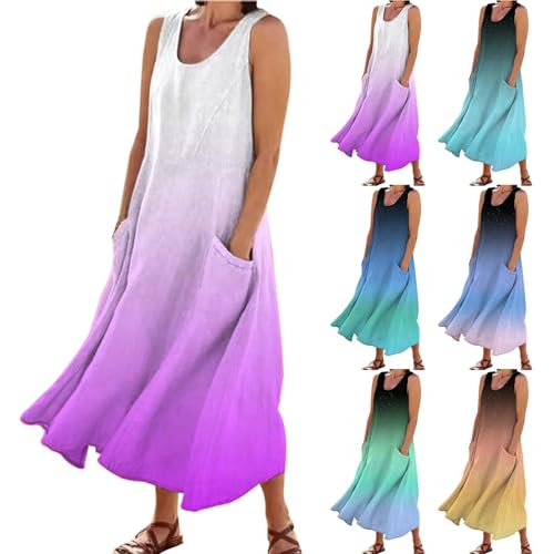 Robe d'été en lin thermorégulateur avec poches pratiques - 2