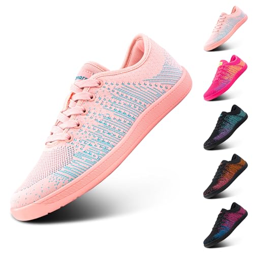 Hitmars Descalzos Zapatos Mujer Barefoot Zapatillas Minimalistas Mujer Ligeras Cómodas Zapatillas Casual para Antideslizante Calzado Rosa 40 EU