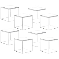 Wanfoou 8 Pack Clear Acrylic Plastic Square Cube Small Acrylic Box with Lid Storage Mini Boxes Square Display Box Organizer Containers for Candy Jewelry Display, 5.5 * 5.5 * 5.5cm