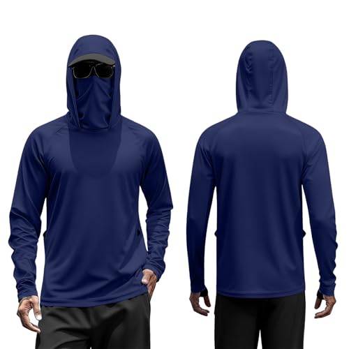 Chaqueta impermeable de hombre con capucha integrada y manga larga color azul marino talla M 2