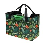 GeerDuo Garden Hose Storage Bag, Portable Expandable Hose Holder for 50-100ft Tube (Green Flower)