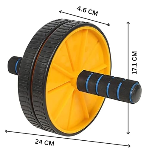 Image of Instafit AB Roller Wheel for Men and Women for Abdominal Exercise Core Workouts with Knee Mat (Multicolor) (Yellow)