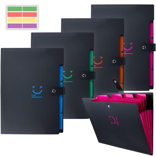 Image of SPS 5 Pocket Expanding File Folder Smile Design - Fits A4 & Letter Size Document Organizer, Accordion File Folders, File Holder for Office, School & Home Use (Pack of 4)