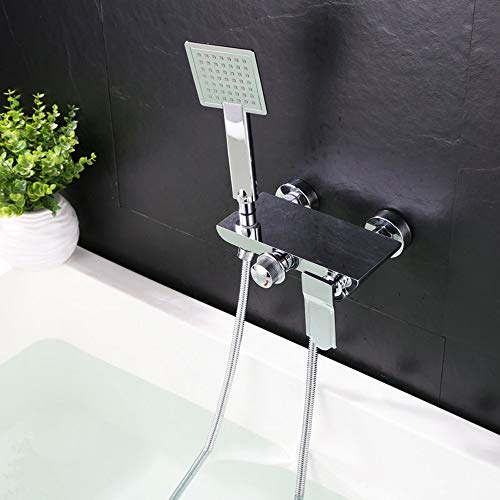 Robinet de baignoire mitigeur eau chaude et froide mural avec inverseur douche - 2