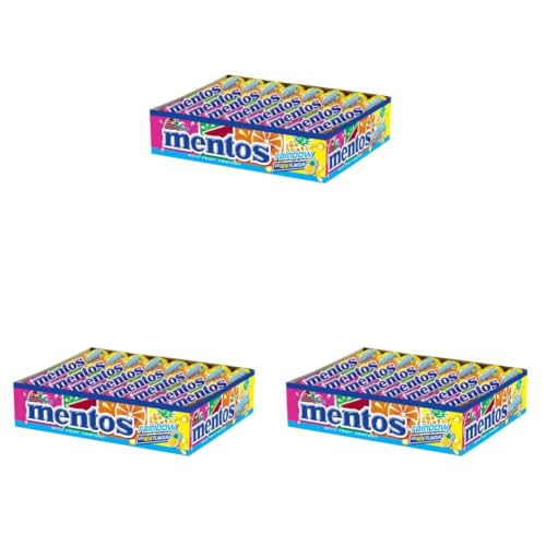 Image of Mentos Chewy Dragee,Fruit Punch Rainbow Roll, Assorted Flavour, 655 Grams(Pack of 54 Sticks)