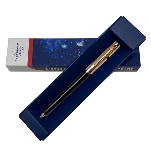 Fisher Space Pen APOLLO Cap-o-matic Black-GOLD CAP Ballpoint Pen -Gift Box FS251G