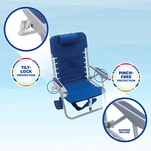 Rio Brands ASC529-46-1 4-Position Backpack Lace-Up Suspension Folding Beach Chair 44.7" x 25.5" x 26.5" Light Blue - Image 6