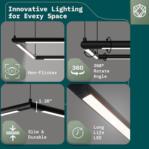 Solvita Pool Table Light –Premium LED Billiard Light, Flicker-Free, Dimmable, Adjustable Height & 360° Rotatable Design – Bright White 3000K (Square 49.6 x 49.6 inch)