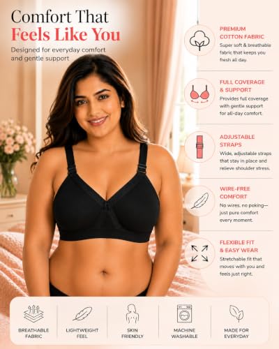 Image of SONA Women's Super Fit Cotton Full Coverage Non-Padded Non-Wired Everyday Bra - Full Support -(Pack of 1)