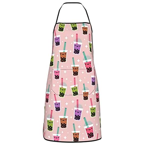 Boba Bubble Tea01 Waterproof Apron With Pocket Kitchen Aprons For Women And Men Business Kitchen Cooking Bbq Party Cover