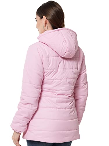 Image of KOTTY Women Nylon Peach Pink Solid Puffer Jacket