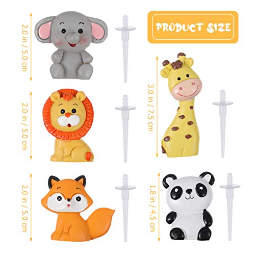 Toyandona 5Pcs Jungle Animal Cake Toppers, Zoo Animal Cake Toppers Jungle Animals Cake Decorations For Baby Showers Birthday Party #TOP1