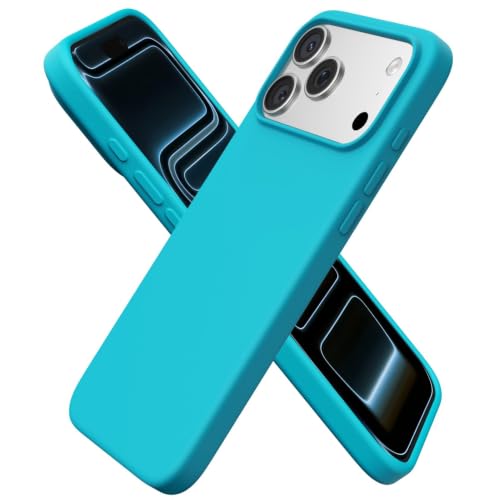 Image of ORNARTO Compatible with iPhone 17 Pro Max Case 6.9 inch, Slim Liquid Silicone 3 Layers Soft Gel Rubber Shockproof Protective Cover with Anti-Scratch Microfiber Lining-Mint Blue