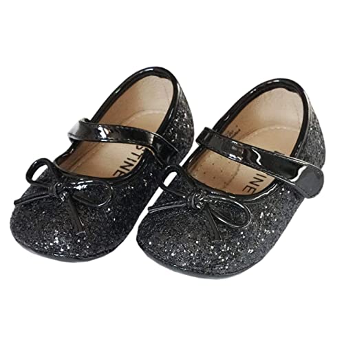 Estine Toddler Baby Girl Dress Shoes ，Newborn Infant Walking Sneaker Shoes，Lightweight 6-18 Months Party School Wedding Mary Jane Flats (5.5 Us Infant, A Black) #TOP1