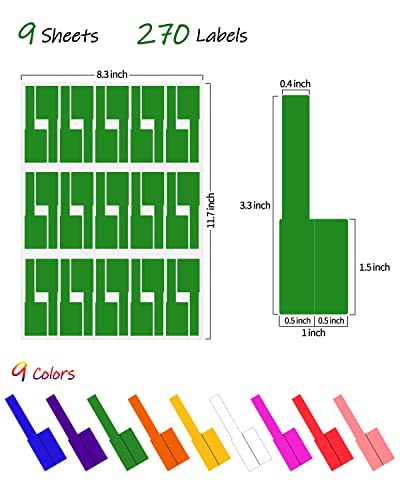 270Pcs Cable Labels, 9 Colors Colorful Cord Labels, Self Adhesive Waterproof Wire Lables For Cables Various Charger Cords, Handwriting And Laser Printer, Tear Resistant, 9 Sheets #TOP1