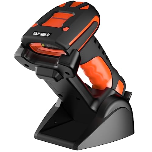 2D Bluetooth Industrial Barcode Scanner, Industrial Bar Code Reader with Wireless 433Mhz 1800 Feet Transmission Distance ，for Intensive scanning of Large Warehouse