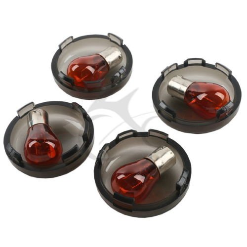 XMT-MOTO Smoked Turn Signal Lenses Amber Bulbs(1156 Base) Fits for Harley Davidson Softail/Dyna 2000 & Up/Harley Davidson Sportsters 2002 & Up