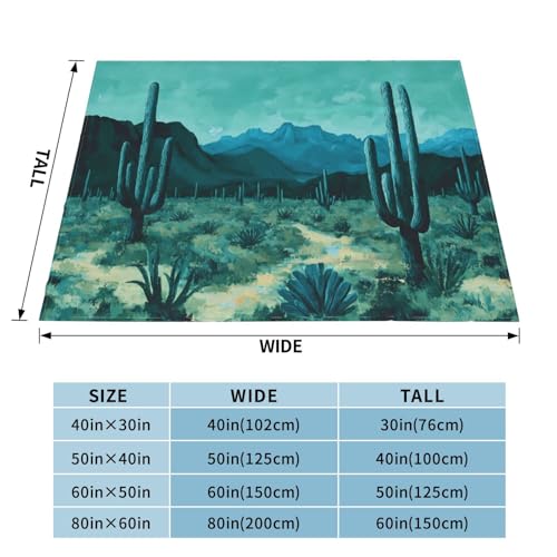 Plaid flanelle chaud motif cactus lit salon couverture 152x127cm