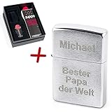 Original Zippo mit Wunsch-Gravur inkl. Geschenk-Box mit Benzin & Feuersteinen. Wir gravieren Ihr Sturm-Feuerzeug genau nach Ihren Vorgaben direkt nach Ihrer Bestellung