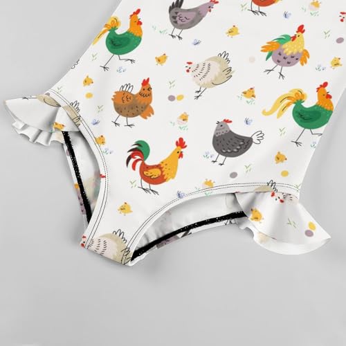 Image of Girls One Piece Swimsuit Lovely Cute Animals Ruffles Swimwear Bathing Suits 3-12 Years