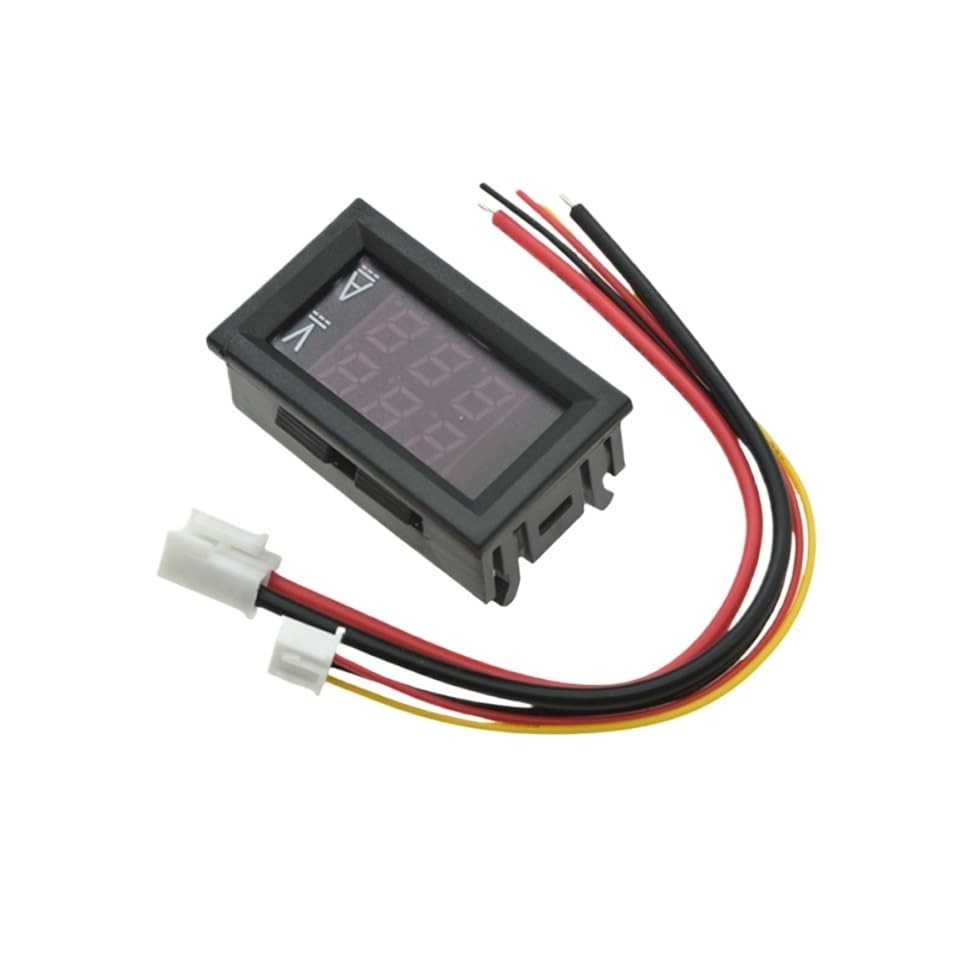 Mini Digital Voltmeter Ammeter DC 0-100V 50A Amp Volt Voltage Current Meter Detector Tester 0.28" Dual LED Display Gauge + Shunt(50A Red Red)
