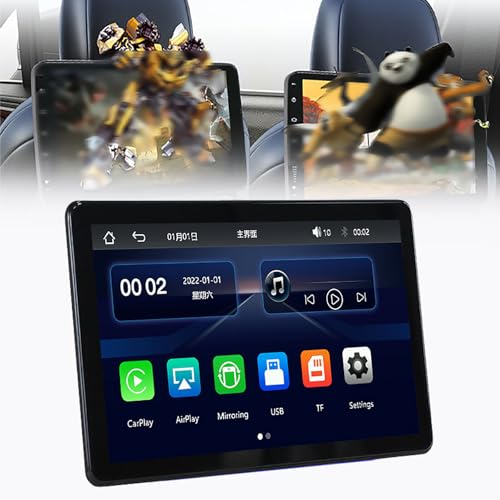 QIeAny Lecteur D'appui-tête De 10,1 Pouces, Écran De Voiture avec Fonction De Connexion De Miroir De Téléphone Portable Filaire, 1024 * 600 + Écran Tactile LCD + CarPlay Intégré + Carte TF/USB,1PCS
