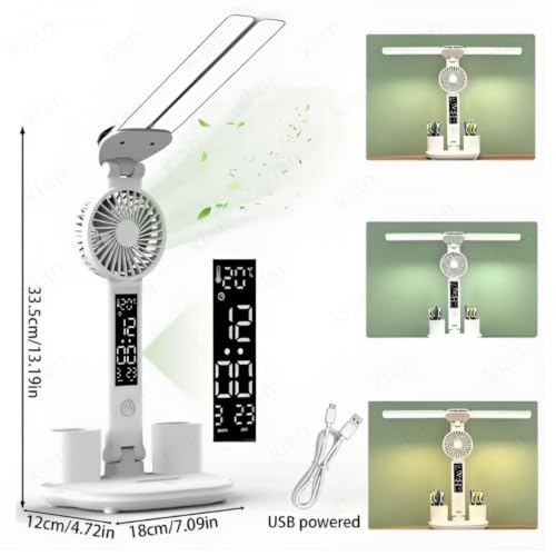 Image of Kian 3-in-1 LED Desk Lamp with Pen & Phone Holder,2400mAh Battery - USB Rechargeable Study Lamp with Touch Sensor, 3 Light Modes, Eye Protection & Warm White(Pack of 1) (Lamp 7)