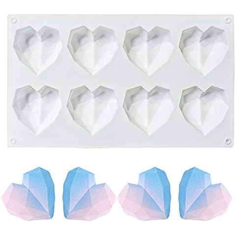 Yuntop 8 Grid Diamond Heart Silicone Cake Chocolate Mold Cover