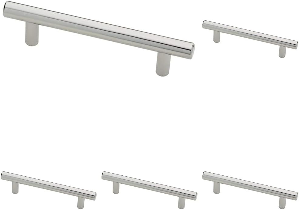 Liberty P01012-PC-C 96/135mm Kitchen or Furniture Cabinet Hardware Handle Steel Bar Pull, Polished Chrome (Pack of 5)