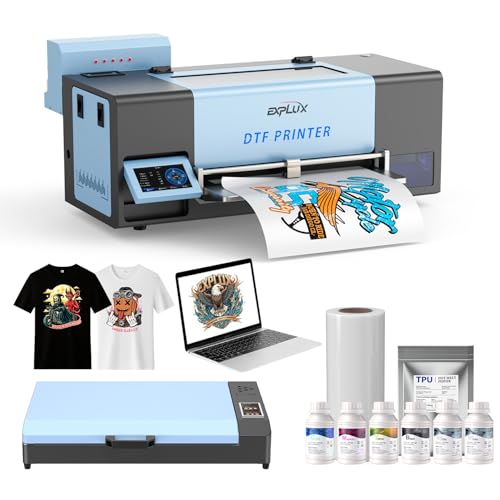 Image of EXPLUX A3 DTF Printer XP600 Printhead S13 Bundle with Oven, Laptop | Scheduled Auto-Cleaning, Built-in White Ink Circulation, 5 inch Touchscreen, 5-Min Fast Printing, for Startups & Small Businesses