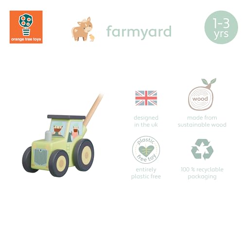 Tractor Toy Push Along Toy - Push and Pull Along Toys for 1 Year Olds, Toddler - Wooden Toys, Perfect 1st Birthday Gifts for Boy, Girl - Early Development & Activity Toys by Orange Tree Toys - Image 5