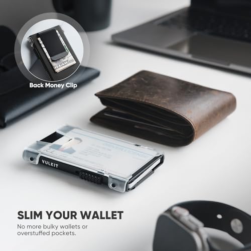 VULKIT Minimalist Wallet for Men, Pop Up Slim RFID Blocking Card Wallet, Metal RFID Credit Card Holder for Men, Aluminum Cardholder With ID Window, Thin Mens Wallet For Cards, Compact, Cool3