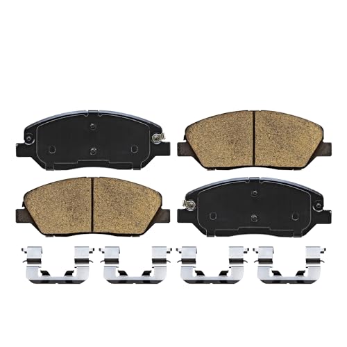 Image of Detroit Axle - Front Ceramic Brake Pads with Hardware Replacement for 2017 2018 2019 Hyundai Santa Fe 2019 Santa Fe XL - 2pc Set