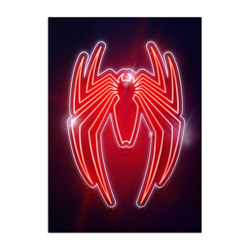 Displate Officiel Marvel Poster Métallique Fixation Magnétique Licence Officielle Image Affiche de Haute Qualité Marvel Neons - Spider Neon 32x45cm - Matt