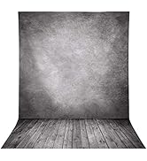 Allenjoy 5x7FT Fabric Grey Wall with Gray Wooden Floor Photography Backdrop Abstract Portraits Ph...