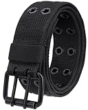 EIOKBECY Doppelloch gürtel, 2 Löcher arbeitsgürtel herren - Punk Goth nylon gürtels stoff für Jeans & Hosen Schwarz