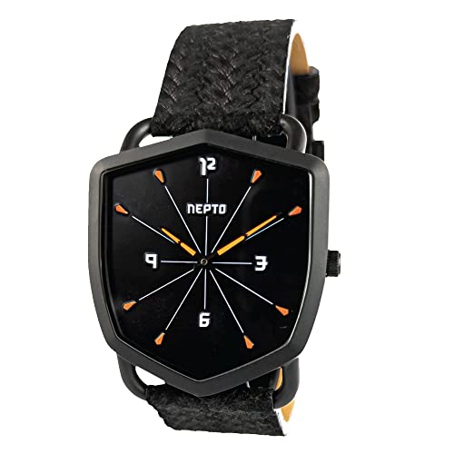 Montre Quartz Homme NEPTO Black Reverso en cuir haut de gamme pour l'horlogerie fine