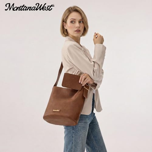 Image of Montana West Medium Hobo Bags for Women with Coin Purse, Soft PU Leather Bucket Shoulder Ladies Handbag with Adjustable Strap