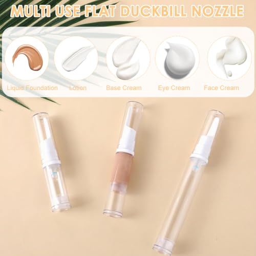 Image of MAYCREATE 6Pcs Mini Airless Pump Bottles Foundation Container Refill Travel Bottles 5ml /10ml /15ml, Refillable Vacuum Dispenser Bottle for Makeup, Perfume - Removable Lid and Nozzles