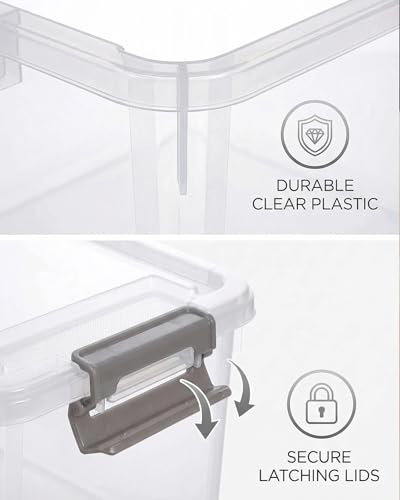 Image of EOENVIVS 17 QT Clear craft storage organizer box with Removable Tray, Plastic storage bins with lids for Kids Art Supplies, Toys, Beads, Tools, Sewing & Classroom Clear+White Bulcket