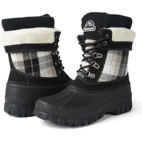FEWGLEN Womens Waterproof Insulated Winter Snow Boots Cover