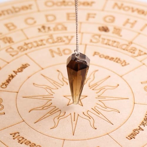 Image of Shubhanjali Healing Crystal Smokey Quartz Point Pendulum Dowsing 1 Pcs | Feng Shui Smokey Quartz Faceted Dowsing Stone Pendulum with Chain Beads for Crystal Charged