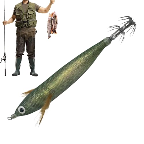Señuelos artificiales para calamares de agua salada – Señuelo luminoso para atrapar 11,9 cm | Señuelos que brillan en la oscuridad – Para camarones sepias, perca, trucha, bagre, trinchar, lago, arroyo