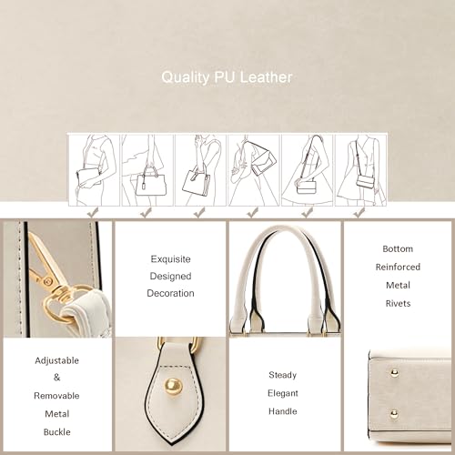 Image of CHICAROUSAL Crossbody Purses and Handbags for Women PU Leather Tote Top Handle Satchel Shoulder Bags (Pearlescent Beige)