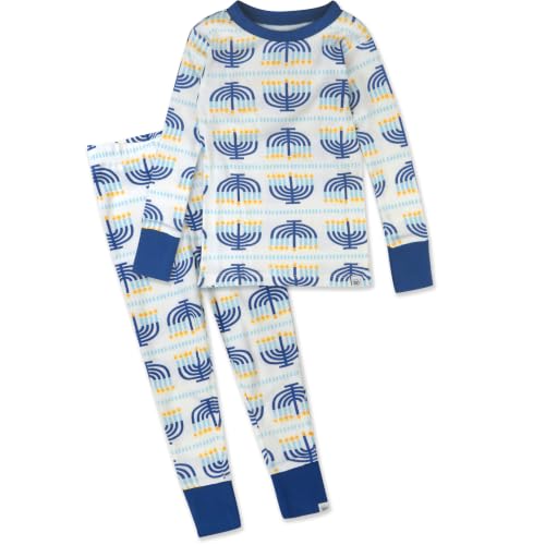 HonestBaby Family Matching Holiday Pajamas Organic Cotton for Men Women Kids Toddlers Baby Pets Hanukkah Dazzle Small